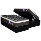 Cama Box Baú Solteiro: Colchão Espuma D45 Plumatex D33 Selectus + Base Crc Suede Black (88x188)
