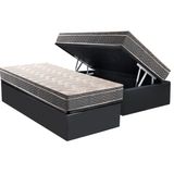Cama Box Baú Solteiro: Colchão Espuma D45 Paropas Conforto Mega Firme + Base Crc Suede Gray (88x188)