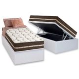 Cama Box Baú Solteiro: Colchão Molas Masterpocket Ensacadas D Angelis Anjos Superlastic Classic + Base Crc Courano White (88x188)