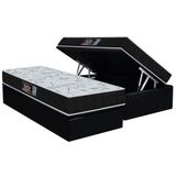 Cama Box Baú Solteiro: Colchão Molas Masterpocket Ensacadas Orthoflex Starflex + Base Crc Suede Black (88x188)