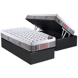 Cama Box Baú Solteiro: Colchão Molas Pocket Ensacadas Castor Light Stress Oxygen New Plush Visco + Base Crc Suede Gray (88x188)