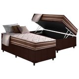 Cama Box Baú Solteiro: Colchão Molas Masterpocket Ensacadas D Angelis Anjos Superlastic Duo Sono +base Crc Courano Brown (88x188)