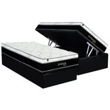 Cama Box Baú Solteiro: Colchão Molas Masterpocket Ensacadas Luckspuma Visco Lucksfaction Black + Base Crc Suede Black (88x188)