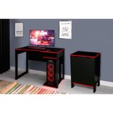 Mesa De Computador Solteiro Gamer Me4161 + Balcão Me4164 - 2 Peças Preto/vermelho - Tecno Mobili