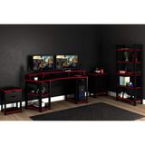 Quarto Completo Juvenil Gamer 4 Peças (mesa Cabeceira + Mesa De Computador + Balcão + Estante) Preto/vermelho - Tecno Mobili