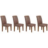 Kit 4 Cadeiras Sala Jantar Lunara 4 Un Imbuia/suede Capuccino - Rufato