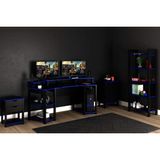 Quarto Completo Juvenil Gamer 4 Peças (mesa Cabeceira + Mesa De Computador + Balcão + Estante) Preto/azul - Tecno Mobili