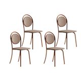 Kit 4 Cadeiras Sala Jantar 1738 4 Uni Rose/linho Areia/courano Caramelo - Carraro
