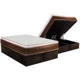 Cama Box Baú Queen: Colchão Molas Masterpocket Ensacadas Luckspuma New Comfort + Base Crc Suede Brown (158x198)