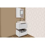 Gabinete De Banheiro Balcão Suspenso Bn3646 E Balcão C/ Rodízios Bn3647 60cm E Armário C/ Espelho Bn3648 60cm Branco - Tecno Mobili