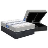 Cama Box Baú Queen: Colchão Espuma D33 Probel D45 Guarda Costas Gray + Base Crc Suede Gray (158x198)