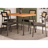 Conjunto: Mesa Sala Jantar Stellar 1598 Aço C/ Tampo Madeirado 120x80cm E 4 Cadeiras Lux Preto/nogal - Preto/grafite - Preto - Carraro