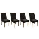 Kit 4 Cadeiras Sala Jantar 2cad149ng 4 Un Nogueira/suede Preto A038 - Kappesberg