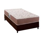 Cama Box Solteiro: Colchão Ortopédico Herval Compact Ag 65 / Durabilli Bordado Double Side + Base Crc Suede Brown (88x188)