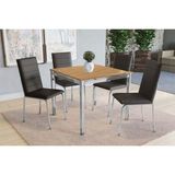 Conjunto: Mesa De Cozinha Reno C/ Tampo De Madeira 90cm E 4 Cadeiras Amsterdã Cromada/nogueira - Courano Preto - Kappesberg