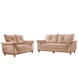 Conjunto De Sofá Trevisso 3 E 2 Lugares Suede Bege