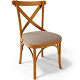 Cadeira Para Sala De Jantar E Estar Living Estofada Ávila L02 Linho Bege Escuro - Lyam