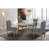 Conjunto Sala De Jantar Com 4 Lugares Slim Móveis Mundial Mel/off White/cinza