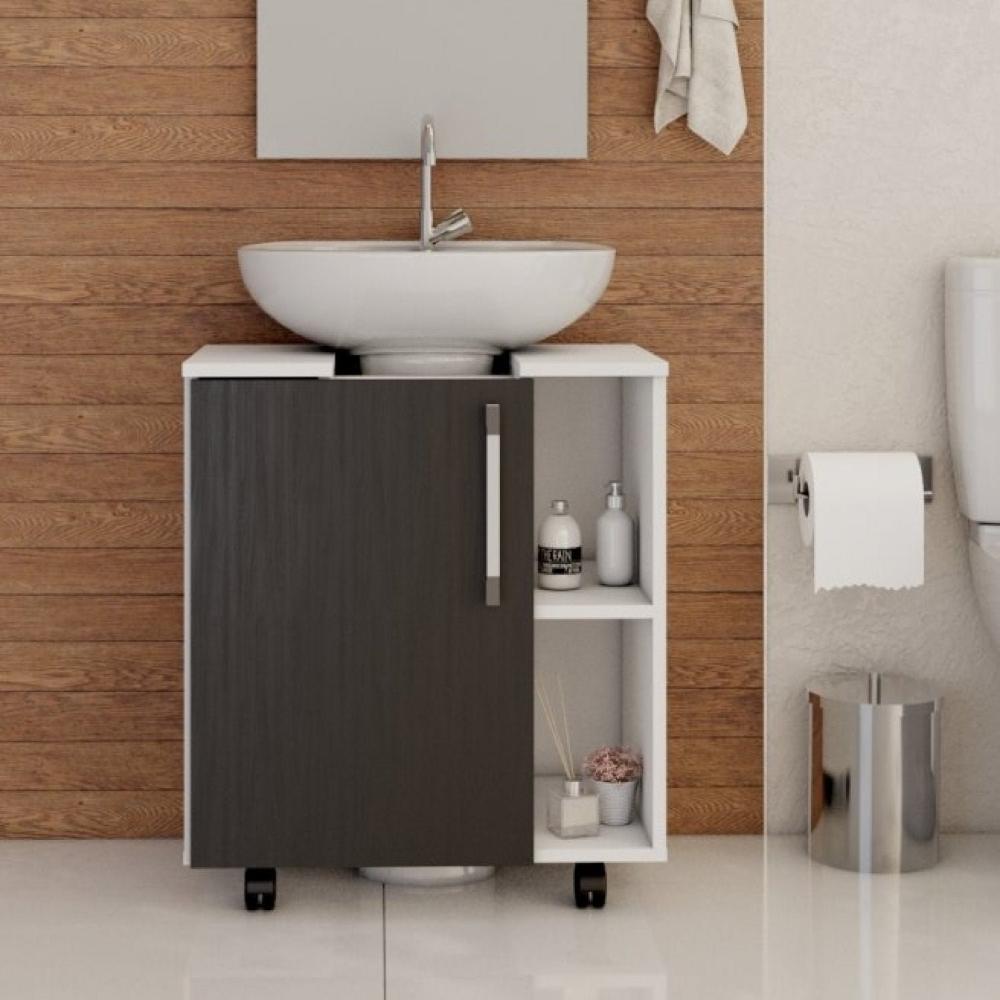 Gabinete De Coluna 1 Porta Sara Yescasa Branco Chess/preto Ônix