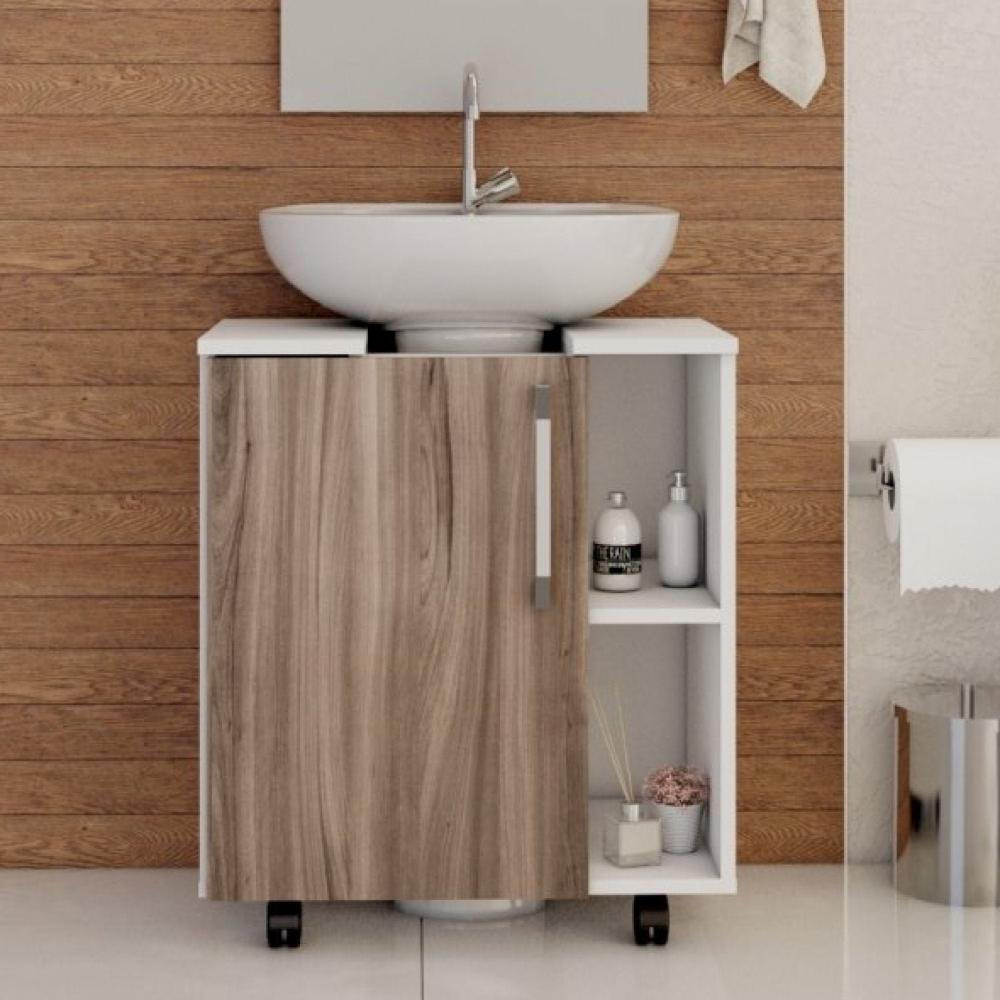 Gabinete De Coluna 01 Porta Sara Yescasa Branco Branco Chess/nogal