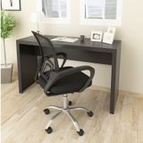 Kit Escrivaninha 127cm Com Cadeira De Escritório Diretor Tela Mesh Preto