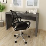 Kit Escrivaninha 127cm Com Cadeira De Escritório Diretor Tela Mesh Mármore Lunar