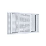 Janela Veneziana de Correr Central Flex 4 Folhas Móveis 2 Fixas com Grade Mosaico Lucasa Facilità 100cmx200cm Branco