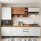 Cozinha Completa Armário E Balcão Macadâmia Freijó/branco