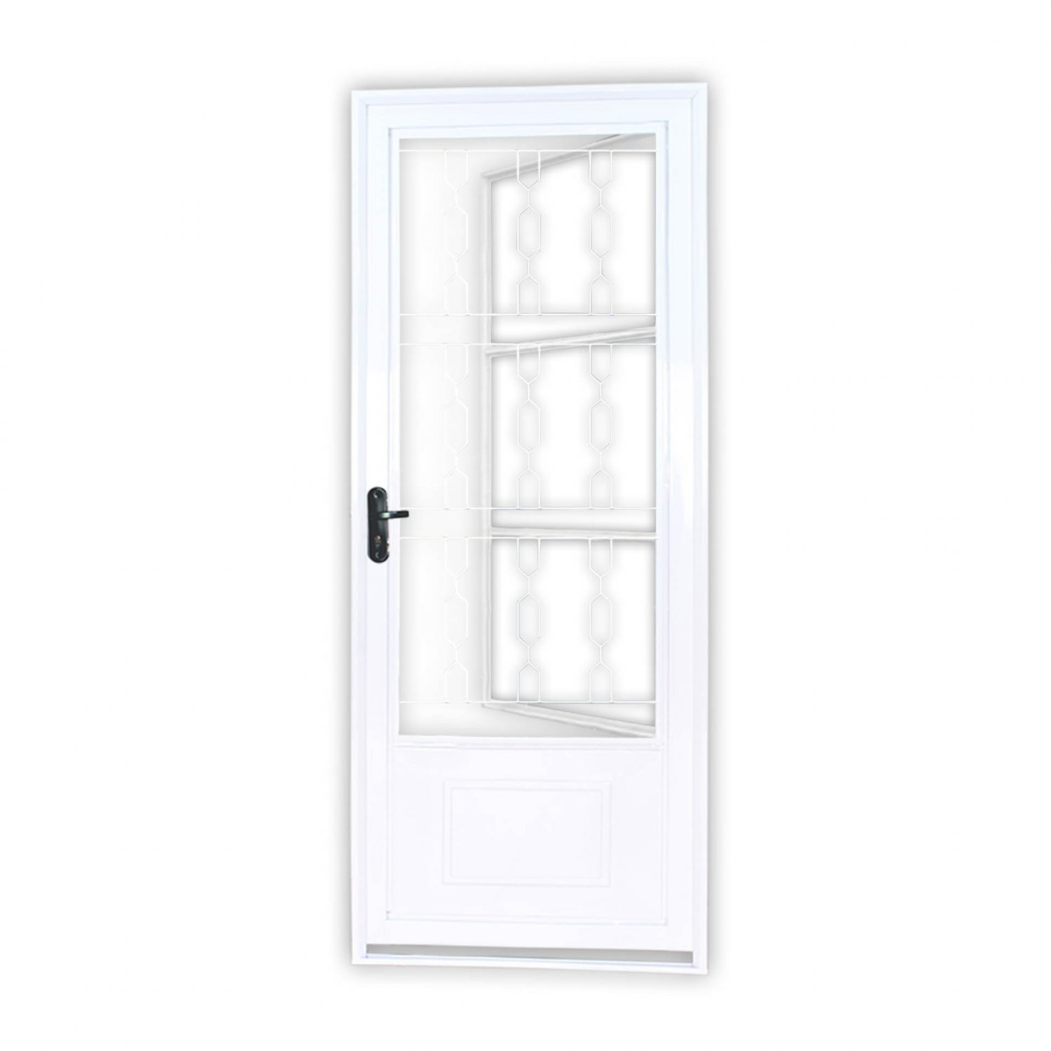Porta De Aço Postigo 215x85cm Com Grade Elo Minas Sul Mgm Branco