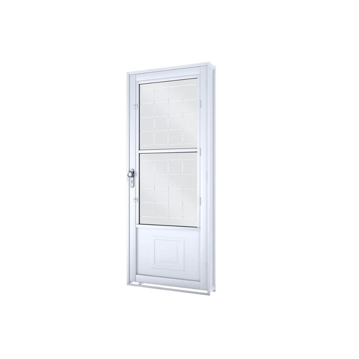 Porta Direita com Postigo E Grade Quadrada Facilità 215x90cm Branca