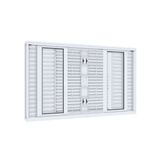 Janela Veneziana de Correr Central Flex 4 Folhas Móveis e 2 Fixas com Grade Quadrada Lucasa Facilità 100cmx150cm Branco