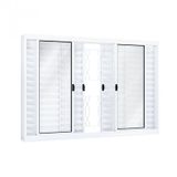 Janela de Correr Aço Veneziana 6 Folhas com Grade Mosaico Riobras 100cmx200cm Branco