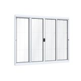 Janela de Correr Alumínio Central 2 Folhas Móveis 2 Fixas com Grade Lucasa Ideale 100cmx150cm Branco