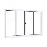 Janela de Aço de Correr 100x200cm 4 Folhas com Vidro Liso Riobras Branco