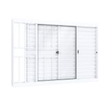 Janela de Correr Alumínio Lateral 2 Folhas Móveis 1 Fixa com Grade Lucasa Ideale 100cmx150cm Branco
