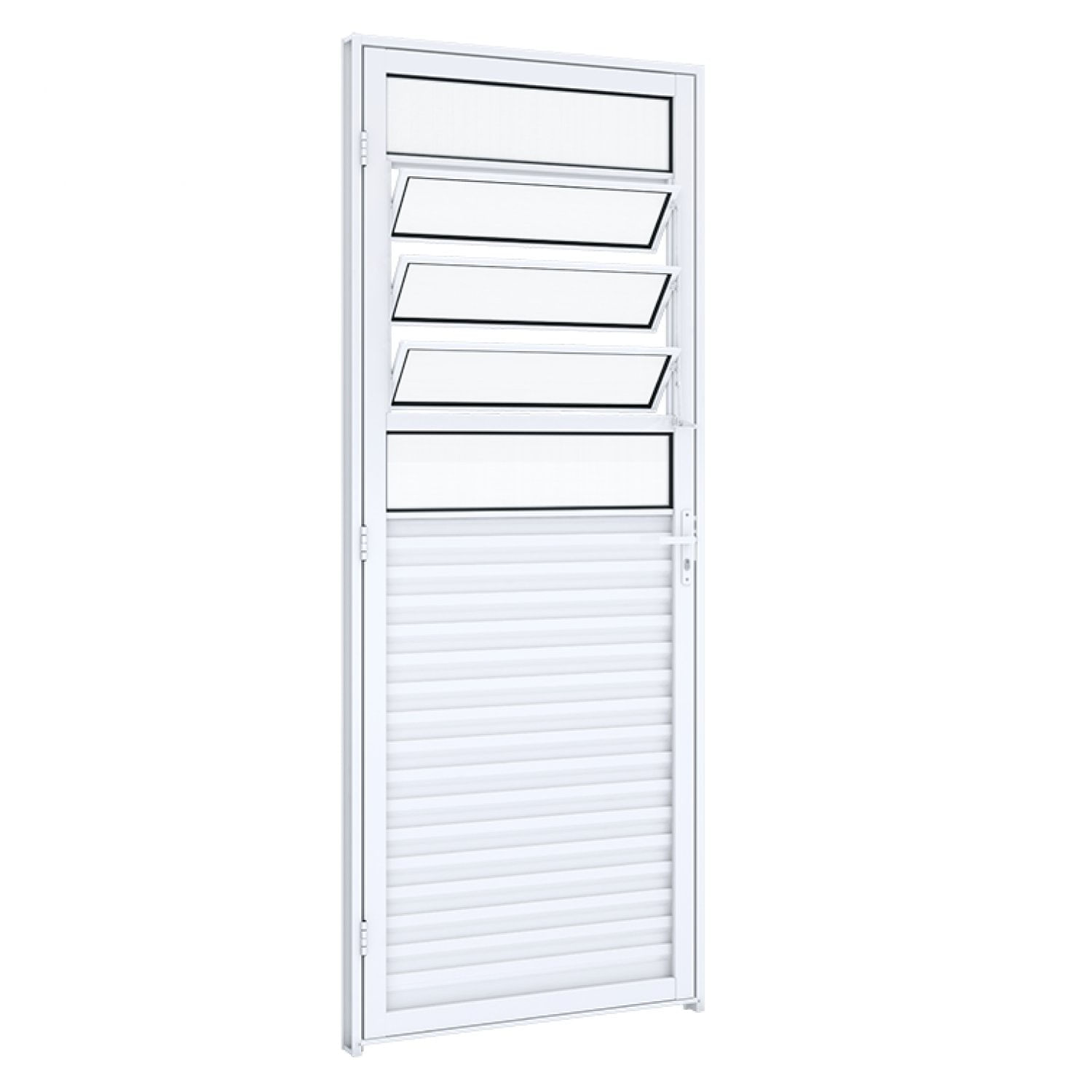 Porta de Giro Mista Natural com Basculante Riobras Alumínio 215cmx85cm Branco