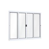 Janela de Correr Alumínio Central 2 Folhas Móveis 2 Fixas Lucasa Ideale 100cmx150cm Branco