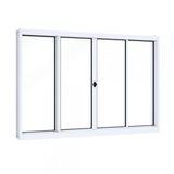 Janela de Aço de Correr 100x100cm 4 Folhas com Vidro Liso Riobras Branco