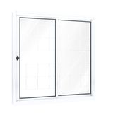 Janela de Correr Aço 2 Folhas com Grade Quadrada Riobras 100cmx120cm Branco