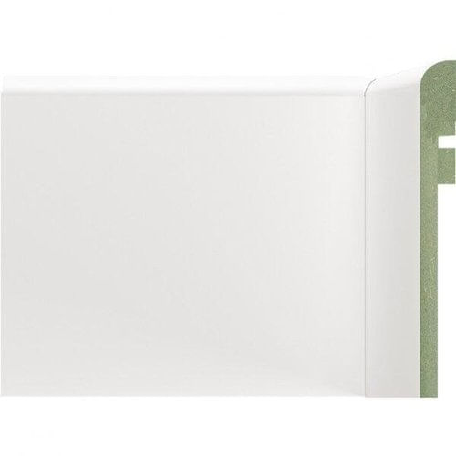 Rodapé de MDF Ultra 15cm x 18mm x 2,40m Barra de Sobrepor com Friso Resistente a Umidade Moldufama 1202 branco.