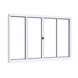 Janela de Aço de Correr 100x150cm 4 Folhas com Vidro Liso Riobras Branco