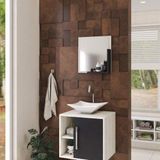 Conjunto Para Banheiro Gabinete Com Cuba Folha L34 E Espelheira Soft 500w