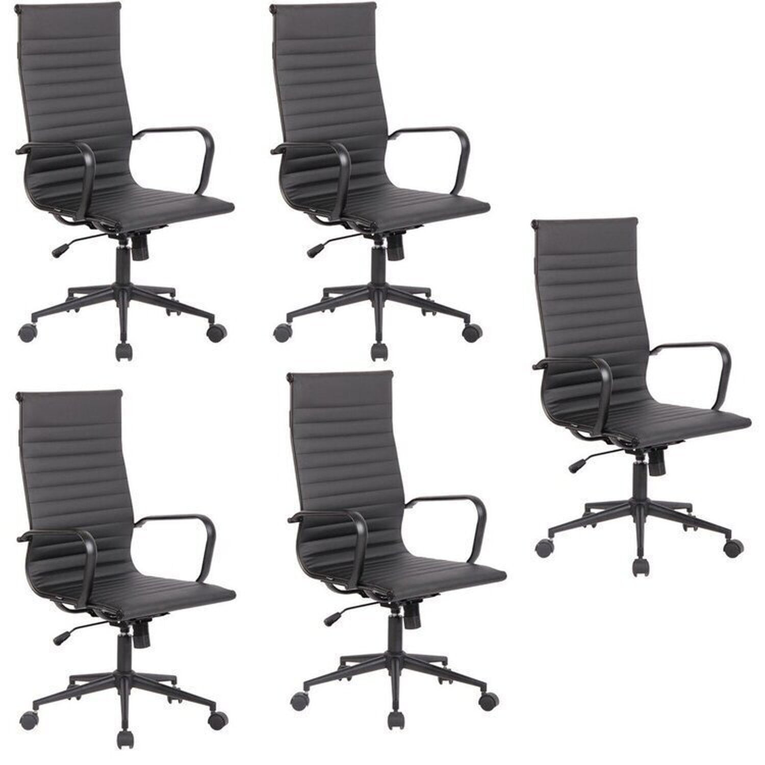 Conjunto 5 Cadeiras De Escritório Presidente Sevilha Com Base Office Aço Preto