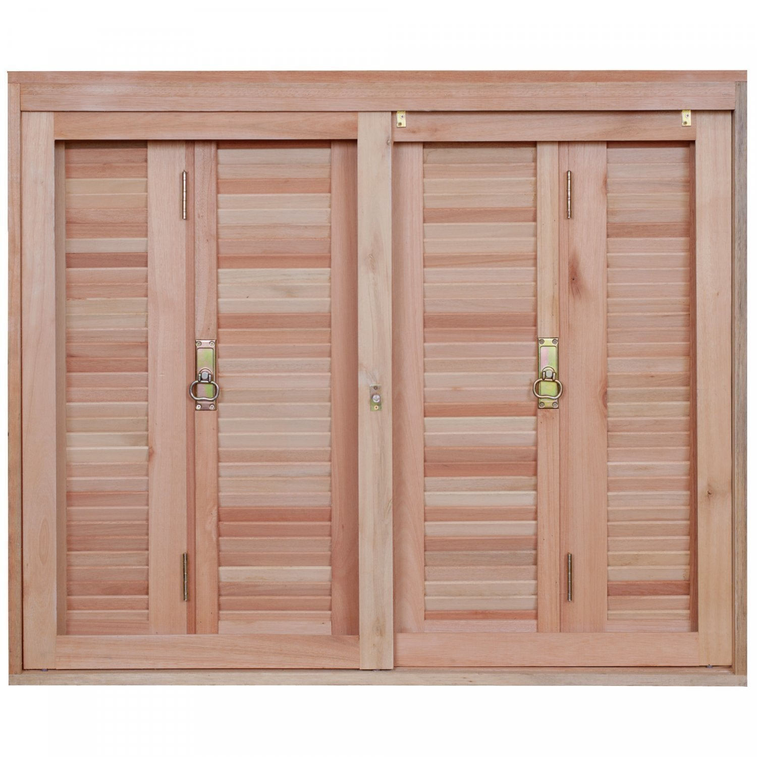 Janela De Madeira Veneziana 100x100cm Com Caixilho 12cm Ewk 260 Rondosul Madeira Natural Sem Pintura