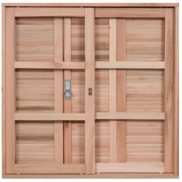 Janela De Madeira Veneziana 100x150cm Com Caixilho 12cm Ewk 230 Rondosul Madeira Natural Sem Pintura