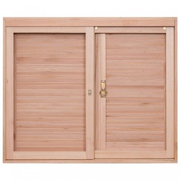 Janela De Madeira Veneziana 100x100cm Com Caixilho 12cm Ewk 200 Rondosul Madeira Natural Sem Pintura