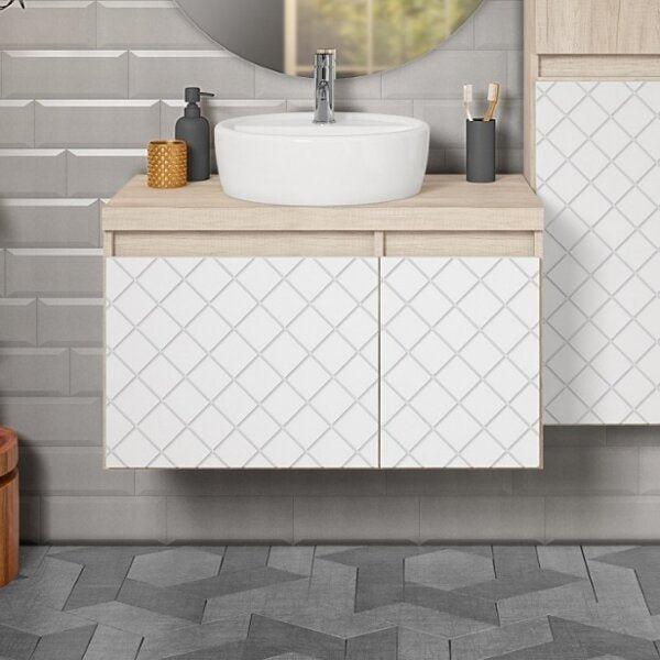 Gabinete 1 Porta 1 Gaveta 80cm Mônaco Darabas Agardi Mezzo Blanco/branco