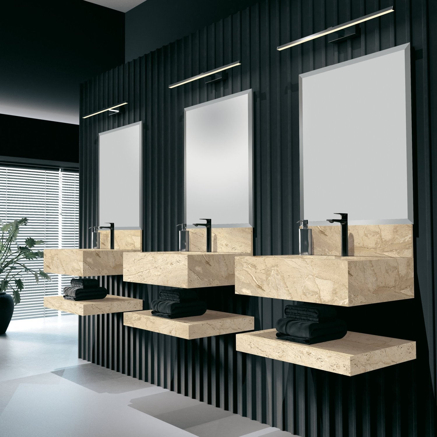 Prateleira Em Porcelanato Para Banheiro 80cm Pró Blu Travertino