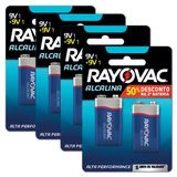Pilhas Bateria 9v Alcalina Rayovac 4 Cartelas - 08 Unidades