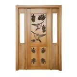 Portal Madeira Maciça Vitrô Duplo Beija Flor Real Entalhada Completa 153x213x16cm Cedro Rosa Madeira